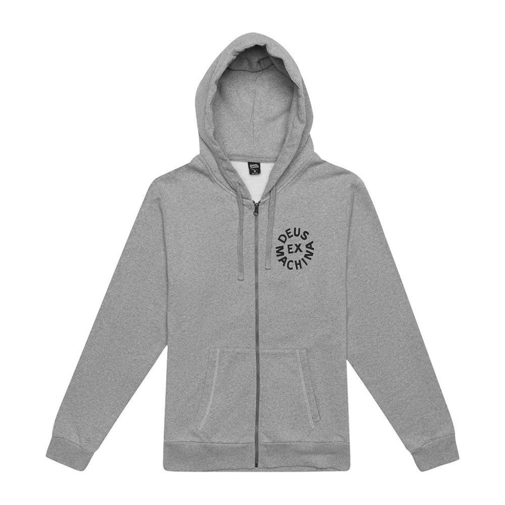 Deus Ex Machina Grey Zip-Up Hoodie Sweatshirt Medium